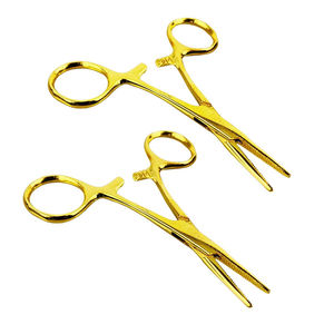 Juego de 2 Piezas de Pinzas Hemostáticas Kelly de Acero Inoxidable de Alta Calidad, Reutilizables, Color Dorado, Certificación CE, para Uso Quirúrgico - Product Image 1