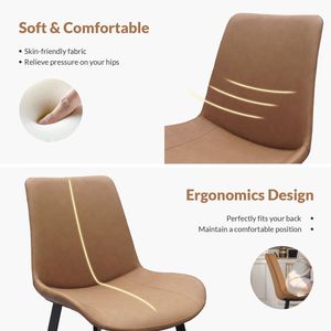 Set di 2 Sedie da Pranzo Moderne in Pelle PU Marrone con Gambe in Metallo per Cucina, Ristorante, Soggiorno e Sala Riunioni - Product Image 4