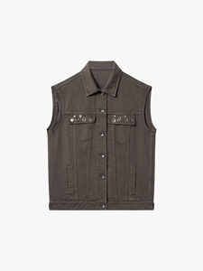 Veste en jean décontractée pour femmes pour l'été, finition cirée avec décoration boutonnée - Product Image 2