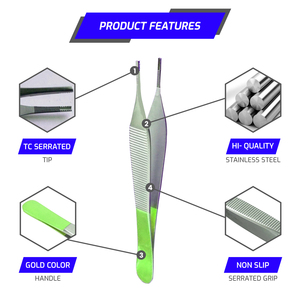Pinzas Quirúrgicas Adson TC con Punta Serrada, Pinzas de Pulgar Quirúrgicas de Acero Inoxidable con Agarre Antideslizante, CE OEM - Product Image 3