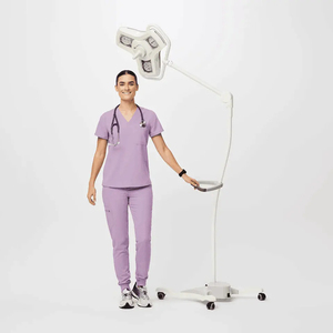 Blouse médicale unisexe violette à col en V avec poche pour stéthoscope, uniforme d'hôpital en tissu sergé Spandex/Polyester, détection d'aiguille - Product Image 3