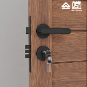 Juego de Manijas Modernas de Latón Macizo para Puerta, Roseta Redonda AB, Latón Mate, Oro Rosa, Oro Mate, Negro Mate, Herrajes de Palanca para Interiores, 140mm - Product Image 1