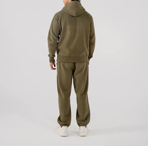 Sweat-shirt zippé à capuche vert olive pour homme, couleur unie, coupe classique, 100 % coton French Terry, décontracté, pour l'automne, personnalisable - Product Image 2