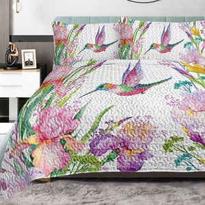 Set Copripiumino 3 Pezzi King Size con Design Uccelli e Fiori Colorati, Morbido e Caldo, Include 1 Copripiumino e 2 Federe per Camera da Letto - Product Image 1