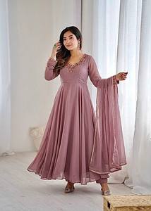 Robe longue tendance en georgette Reglance, best-seller, avec pantalon et dupatta assortis pour les occasions festives, séchage rapide, sans plis - Product Image 4