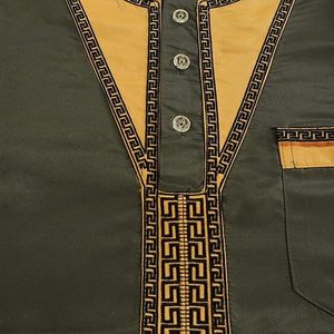 Abaya Casual Transpirable de Talla Grande para Hombre, Estilo Musulmán, Cuello Alto, Manga Larga, Túnica Árabe Al Daffah - Product Image 3