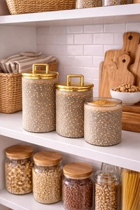 Lavish Designer Metal Containers With Gold Lid Luxury Kitchen Storage <b>Jars</b> For Enhances Overall Kitchen Decor And Presentation - Product Image 3