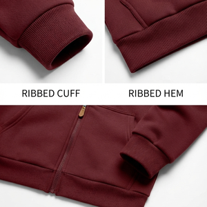 Men's Breathable Fleece Streetwear Winter Tracksuit 2-piece Set Zip-up Hoodie & With Elastic Waist 100% Cotton Cheap Tracksuit - Product Image 6