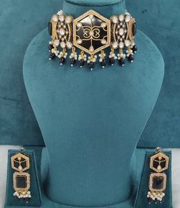 Conjunto de gargantilla de cuentas de latón, perlas Polki y cristal Monalisa, calidad premium, estilo minimalista, conjunto de collar tradicional indio. - Product Image 3