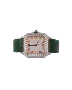New Moissanite White Gold With Diamond Watch for Professional Wear Green Band Dial Diamond Quartz Watches from Indian Supplier - Product Image 1