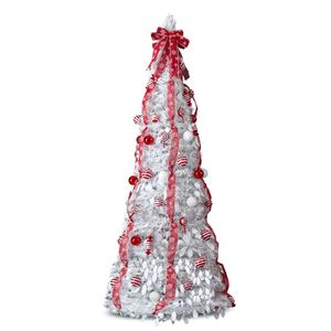 Albero di Natale Pre-Illuminato da 2,1 m con 170 Luci Calde e Decorazioni Rosse - Albero Artificiale Pop-up per Casa o Ufficio - Product Image 1