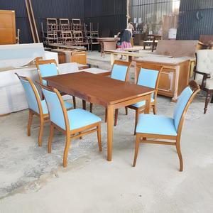 Modern Eco-Friendly Wooden Farmhouse Dining Room Set Rectangular Table and Upholstered <b>Chairs</b> for Restaurant Hotel Dining Area - Product Image 2