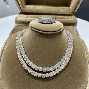 Collar de cadena tipo tenis unisex de plata de ley 925 chapado en oro, estilo hip hop, con diamantes de moissanita engastados, regalo personalizado - Product Image 5