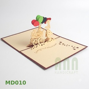 Cartes de vœux 3D traditionnelles faites à la main en papier plié, souvenirs pour la fête des mères, la Saint-Valentin, la fête des pères, les baby showers et les anniversaires - Product Image 1