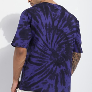 เสื้อยืดคอกลมสีม่วงลายตัวอักษรแบบไทไดคุณภาพสูงสำหรับผู้ชาย ขายส่ง ผ้าฝ้าย 100% ทรงโอเวอร์ไซส์ สไตล์สตรีทแวร์ - Product Image 3
