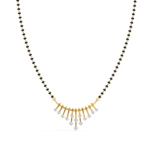 18K Yellow Gold Diamond Pendant Mangalsutra Necklace <b>Emerald</b>-Cut Accents Elegant Milestone Gift - Product Image 3