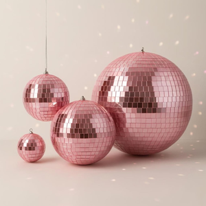 Pink <b>Disco</b> Ball with Real Glass Mirror Tiles Hand Tiled Mirror Sphere Retro Home <b>Decor</b> Aesthetic Room Accent Funky Party - Product Image 1