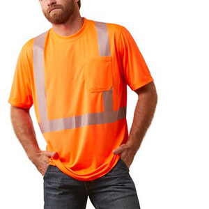 Camiseta de Seguridad Naranja de Alta Visibilidad para Hombre, Ropa de Trabajo Reflectante, Material de Poliéster, Uniforme Industrial de Construcción - Product Image 4
