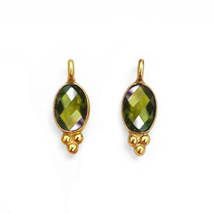 Breloques ovales miniatures en quartz péridot 6x4mm, faites à la main, coupe briolette ovale, plaqué or, avec serti fantaisie, pour la fabrication de bijoux, breloque péridot - Product Image 1
