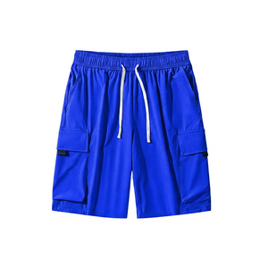 Pantalones Cortos Cargo para Hombre, Color Sólido, Cintura con Cordón, Secado Rápido, Tela Oxford, Estilo Casual, Diseño con Bolsillos - Product Image 5