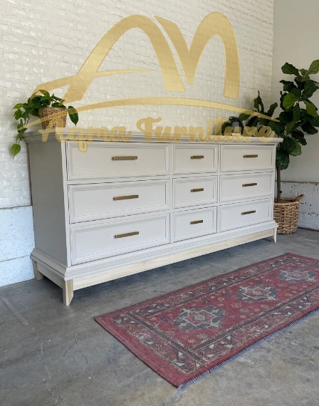 Dresser 9 Drawers Beige Color Solid Wood - Living and Bedroom - AQMA  Furniture| Alibaba.com