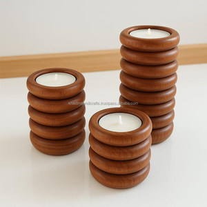 Support de T-Light Fusion Rustique en Bois et Résine pour Décoration de Maison Durable Écologique et But de Décoration de Festival - Product Image 4