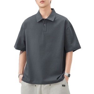 Camisa de Punto Sólida de Verano para Hombre de Alta Gama, Marca de Moda, Casual, Holgada, Manga Corta, 100% Algodón, Antiarrugas, Antipilling, Secado Rápido - Product Image 1