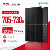 Panel Solar Monocristalino Tipo N de Doble Vidrio Bifacial con Tecnología Shingled TCL 705W 720W, Módulo Solar Fotovoltaico para Proyectos de Energía a Gran Escala