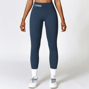 Leggings de yoga personnalisés pour femmes, taille en V, motif uni, tissu double tricot extensible dans les 4 sens, vente en gros, directement de l'usine - Product Image 6