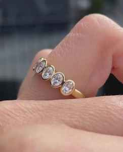 Bague demi-bague ovale empilable en diamant de laboratoire de qualité supérieure, or massif 14 carats, bijou de mariage ou de promesse raffiné pour votre partenaire - Product Image 2