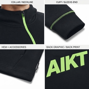 Sudadera con capucha de entrenamiento para hombre, personalizada, de corte muscular, con cremallera de un cuarto, mezcla de rendimiento, elástica mecánica, cintura cónica, con costuras planas, para gimnasio - Product Image 4