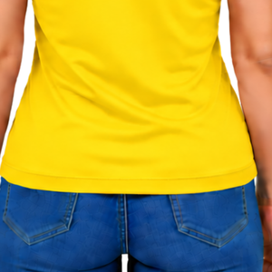 Polo sans manches jaune vif pour femme, col à revers, coupe ajustée, pour l'équitation et l'entraînement, personnalisable, vente en gros - Product Image 5