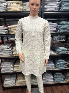 Colección de Kurta-Payjama de Seda Real con Bordado y Lentejuelas, la Mejor Tela para Festivales, Proveedor y Exportador Mundial - Product Image 5