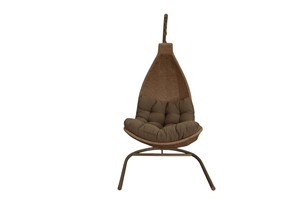 <b>Outdoor</b> Rattan Hanging <b>Chair</b> With <b>Metal</b> Frame And Cushion Contemporary Garden Swing <b>Chair</b> For Patio Or Balcony - Product Image 3