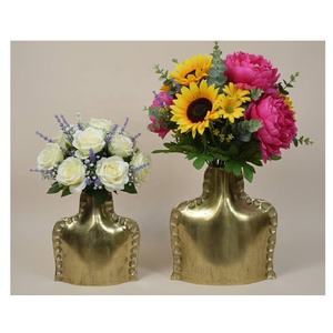 Macetas y Jarrones Modernos de Aluminio Martillado a Mano con Acabado Plateado, Centro de Mesa Decorativo para Mesa de Comedor - Product Image 4