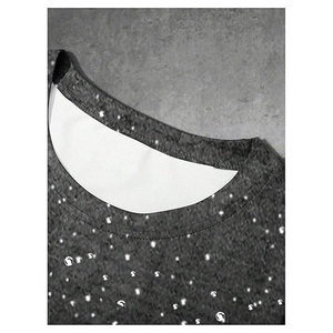 Camiseta gráfica con estampado de diamantes de imitación para hombre, camiseta de manga corta con cuello redondo, camiseta informal de verano de inspiración vintage, Top informal brillante - Product Image 3