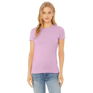 B + C Lilac เสื้อยืดทรงสลิมฟิตสำหรับผู้หญิง,เสื้อยืดนิ่มเข้ารูปแขนสั้นกระชับสัดส่วนสำหรับฤดูร้อน