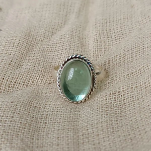 Artisan Brass Tiger Eye Bezel Set Oval Silver Plated Boho <b>Statement</b> <b>Ring</b> Handmade Elegant Women's Gift - Product Image 1