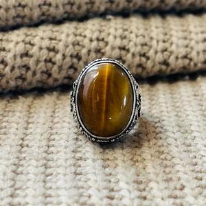 Trendy Fashionable Boho Gemstone <b>Rings</b> Oxidized Silver Plated Brass Statement <b>Chunky</b> Tribal Women - Product Image 3