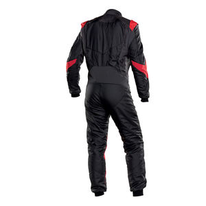 Traje de Carreras de Karting Unisex de Alta Calidad, Resistente al Viento y Transpirable, de Poliéster/Nailon, Color Negro y Rojo, Talla Grande, con Cierre Frontal Ajustado - Product Image 5