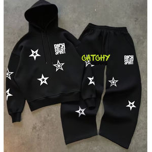 Ensemble de survêtement décontracté en coton respirant avec impression en relief pour hommes et femmes, personnalisable, style streetwear et sportswear, vente en gros OEM - Product Image 5