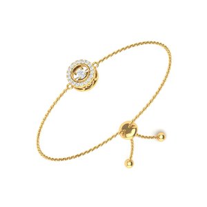 S925 Sterling <b>Silver</b> Dancing CZ Halo Round Pendant Adjustable Bolo Slider <b>Bracelet</b> - Product Image 2