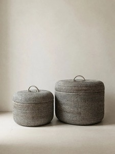Ensemble de 2 boîtes de rangement multi-usages modernes en rotin naturel écologique - Product Image 2