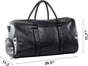Bolsa de Viaje de Fin de Semana Unisex de Cuero, 20.5 Pulgadas, Gran Capacidad, Cierre de Cremallera, Asa Suave, para Gimnasio y Viajes - Product Image 1