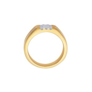 Bague pour homme en or jaune bicolore avec cluster carré de diamants de laboratoire - Product Image 3