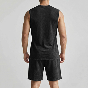 Ensemble d'été personnalisé délavé à l'acide, short et t-shirt à manches courtes, survêtement personnalisable pour hommes, idéal pour l'entraînement, la course et la gym - Product Image 2