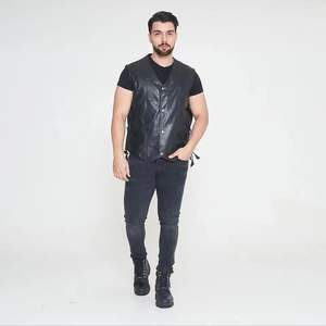 Gilet de moto pour homme en cuir véritable et toile, imperméable, respirant, coupe-vent, grande taille, haute qualité - Product Image 6