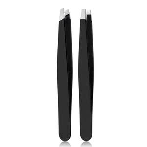 Pinzas Profesionales de Acero Inoxidable de Alta Calidad y Peso Ligero para Cejas, con Agarre Perfecto, Estuche de Cuero, 5 Piezas, Punta Inclinada - Product Image 3