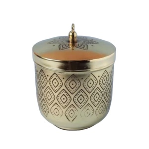 คุณภาพสูงที่ขายดีที่สุดโลหะทองเหลืองเชิงเทียนขี้ผึ้ง Votive หม้อเทียนทําคอนเทนเนอร์ลึก Arrtarctive ออกแบบกระป๋อง - Product Image 1