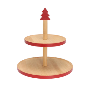 Bandeja de Servir de Bambú Ecológica de Alta Calidad de 2 Niveles, Soporte para Tartas con Parte Superior en Forma de Estrella, Decoración Navideña para Fiestas, Exhibición de Frutas y Postres - Product Image 1